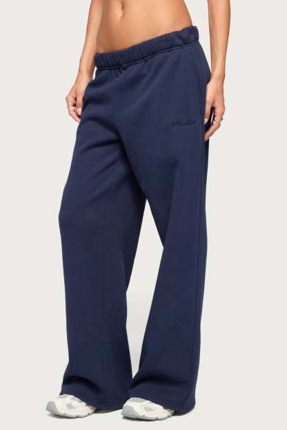 Basic Girl Wide Leg Edikted Sweatpants - NAVY
