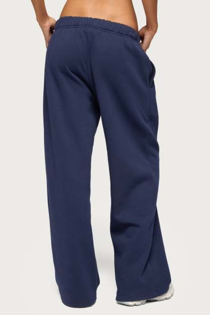 Basic Girl Wide Leg Edikted Sweatpants - NAVY