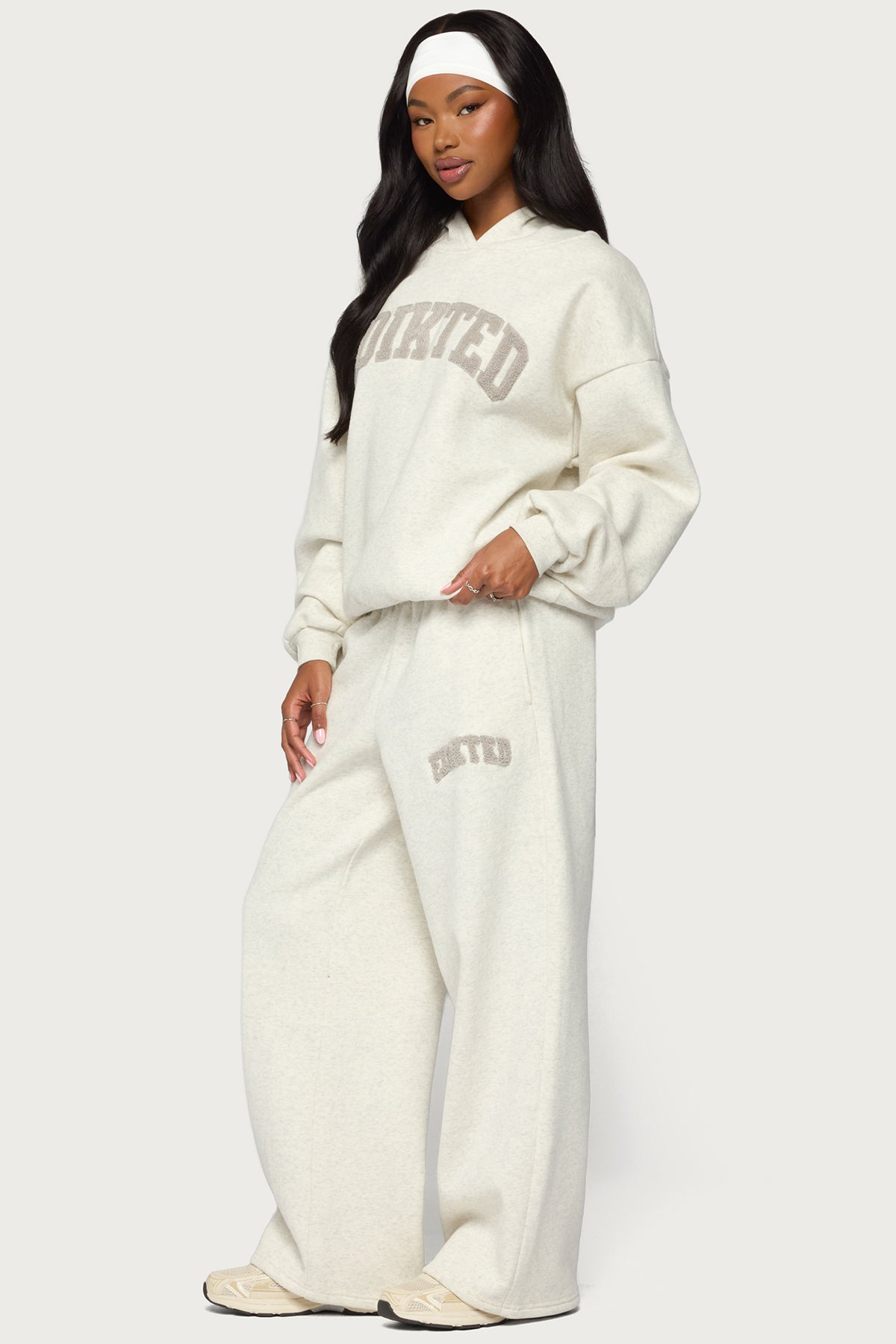 Edikted To You Wide Leg Sweatpants - LIGHT-GRAY-MELANGE