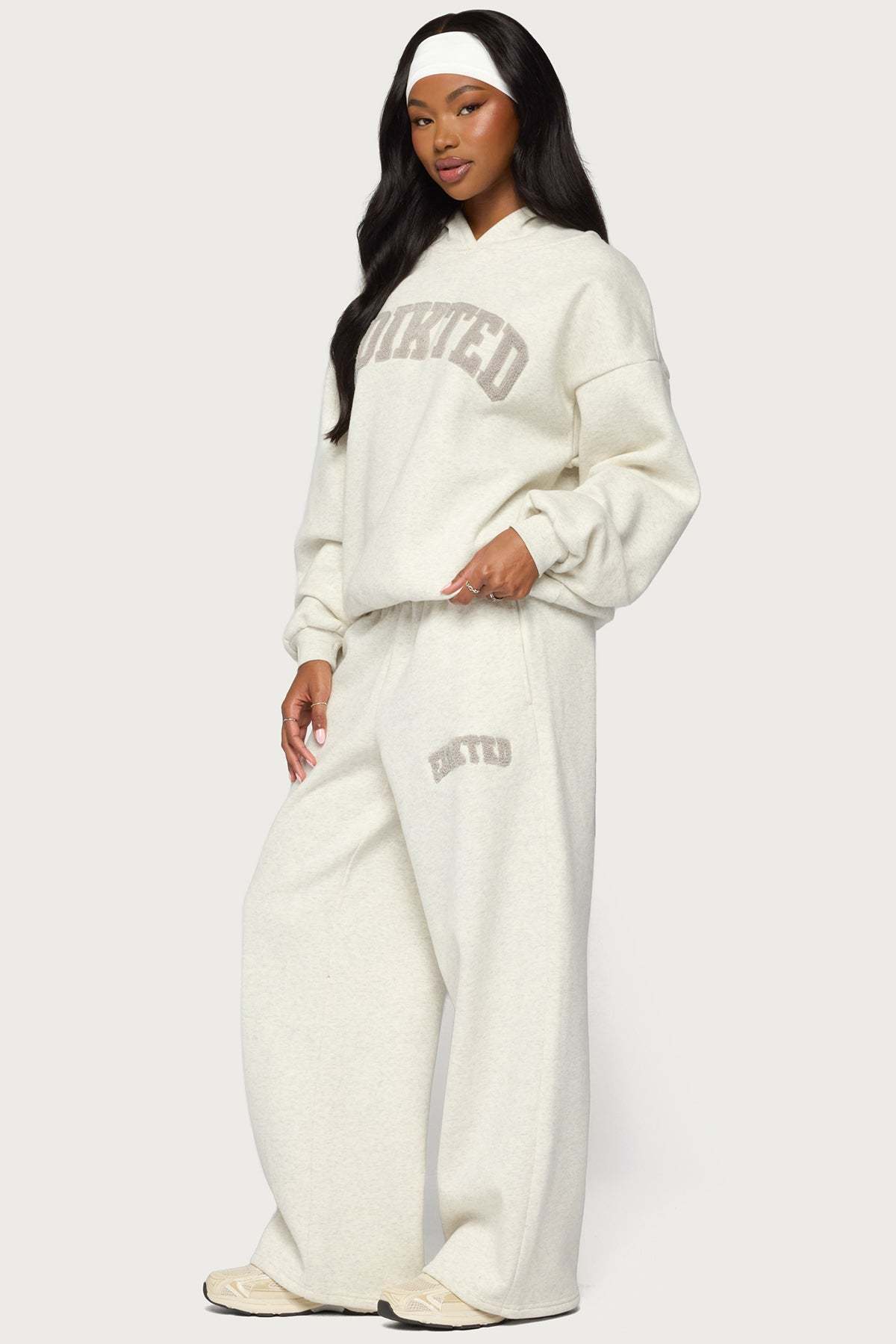 Edikted To You Wide Leg Sweatpants - LIGHT-GRAY-MELANGE