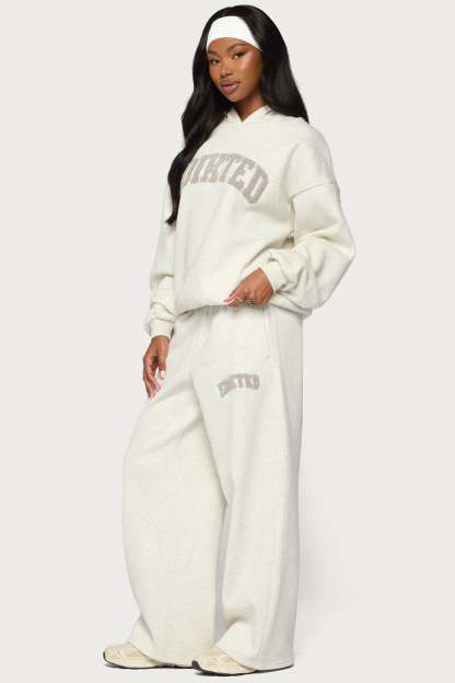 Edikted To You Wide Leg Sweatpants - LIGHT-GRAY-MELANGE