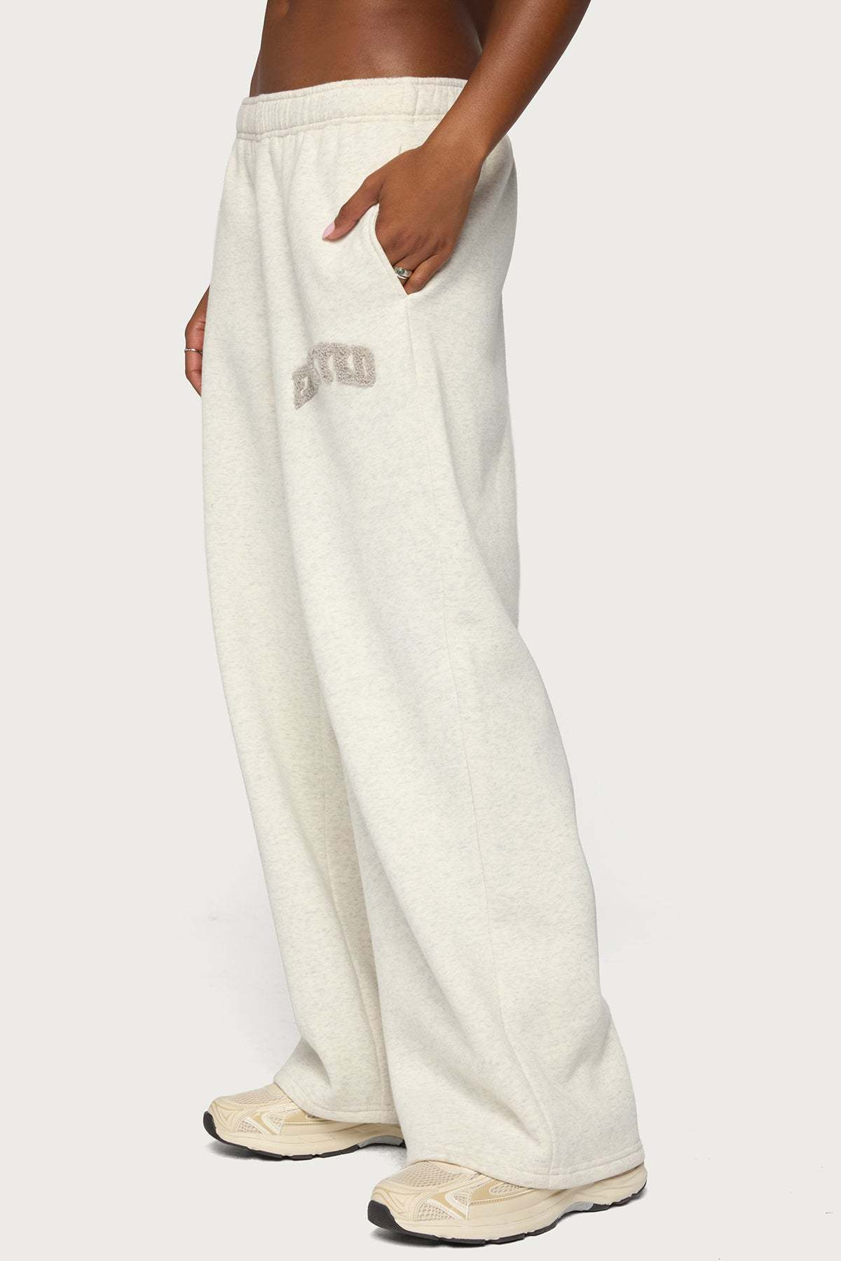 Edikted To You Wide Leg Sweatpants - LIGHT-GRAY-MELANGE
