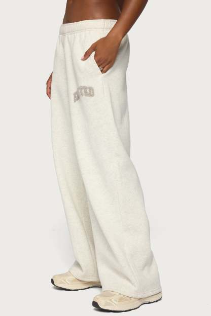 Edikted To You Wide Leg Sweatpants - LIGHT-GRAY-MELANGE