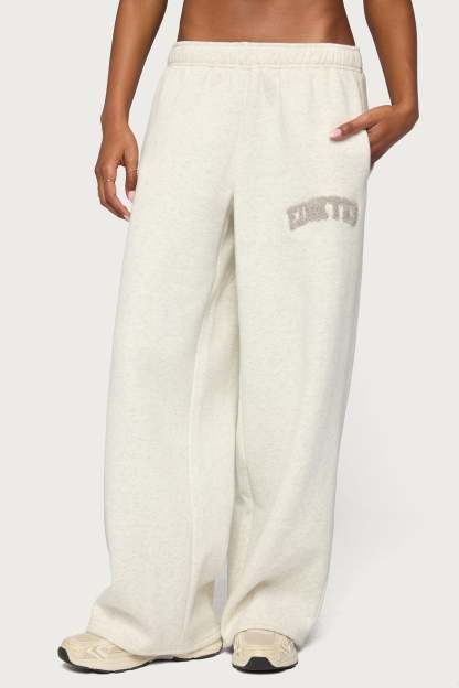Edikted To You Wide Leg Sweatpants - LIGHT-GRAY-MELANGE