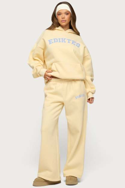 Edikted Lover Wide Leg Sweatpants - YELLOW