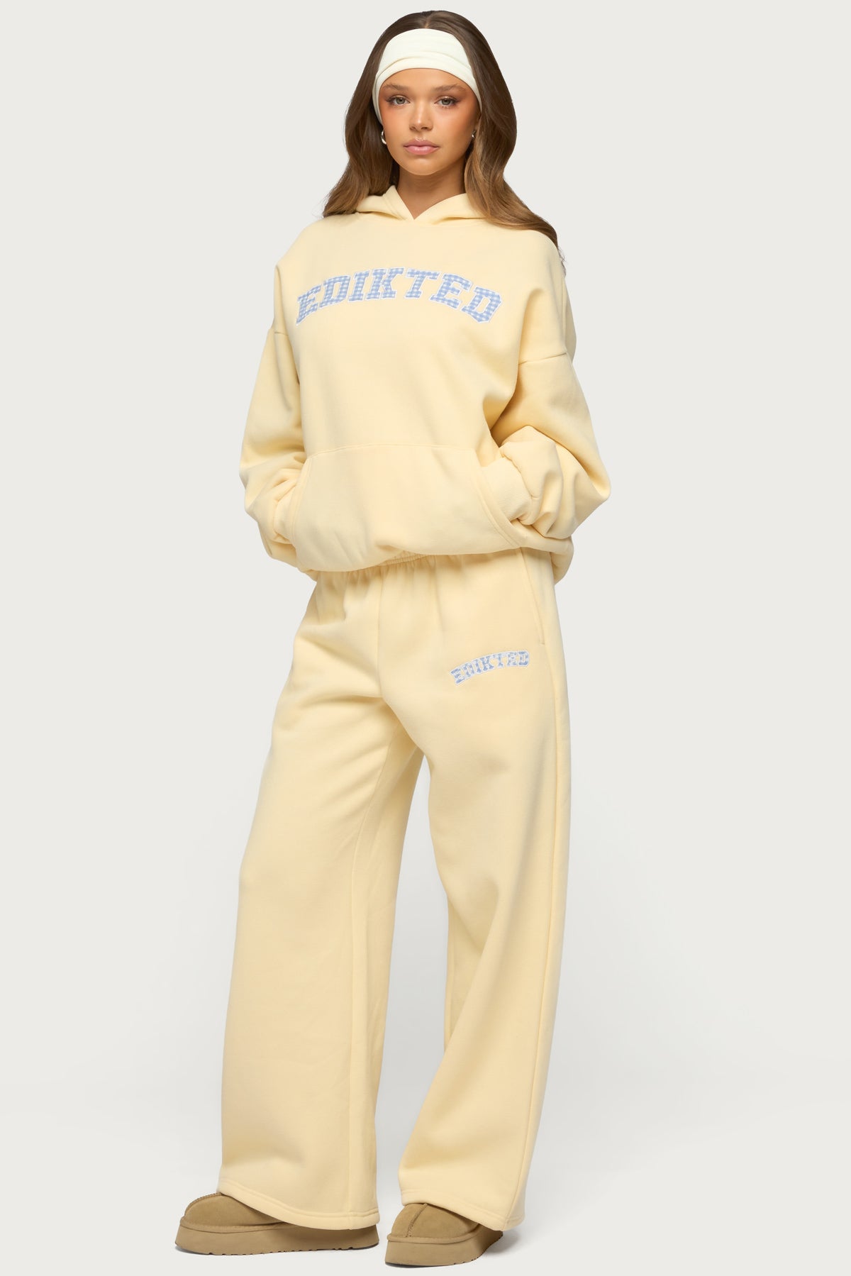 Edikted Lover Wide Leg Sweatpants - YELLOW