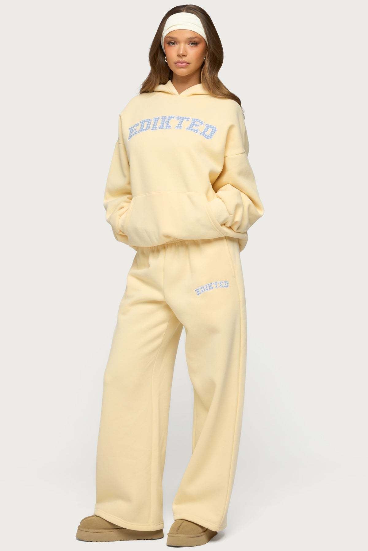 Edikted Lover Wide Leg Sweatpants - YELLOW