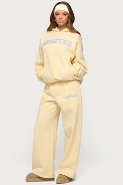 Edikted Lover Wide Leg Sweatpants - YELLOW