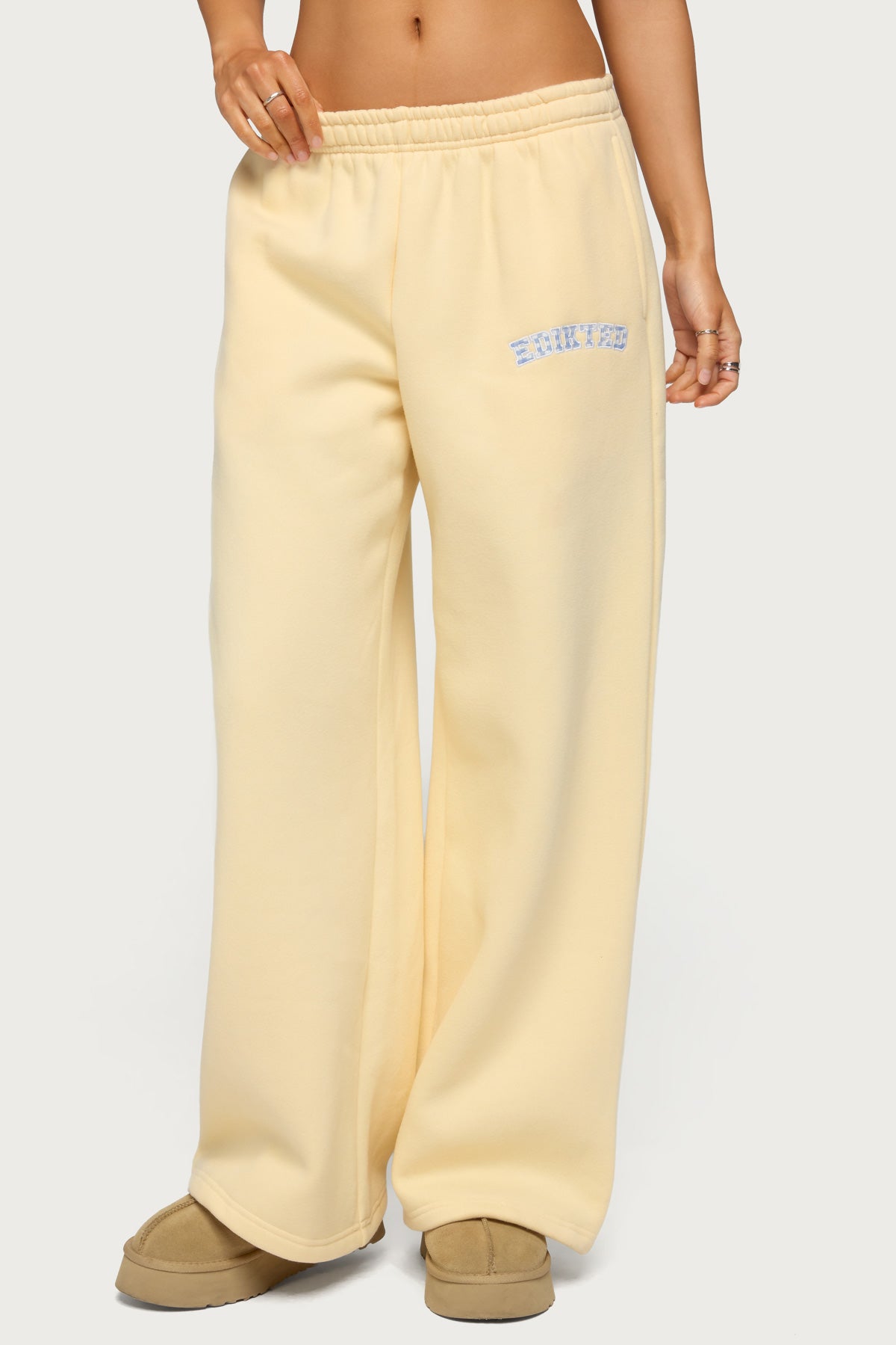Edikted Lover Wide Leg Sweatpants - YELLOW