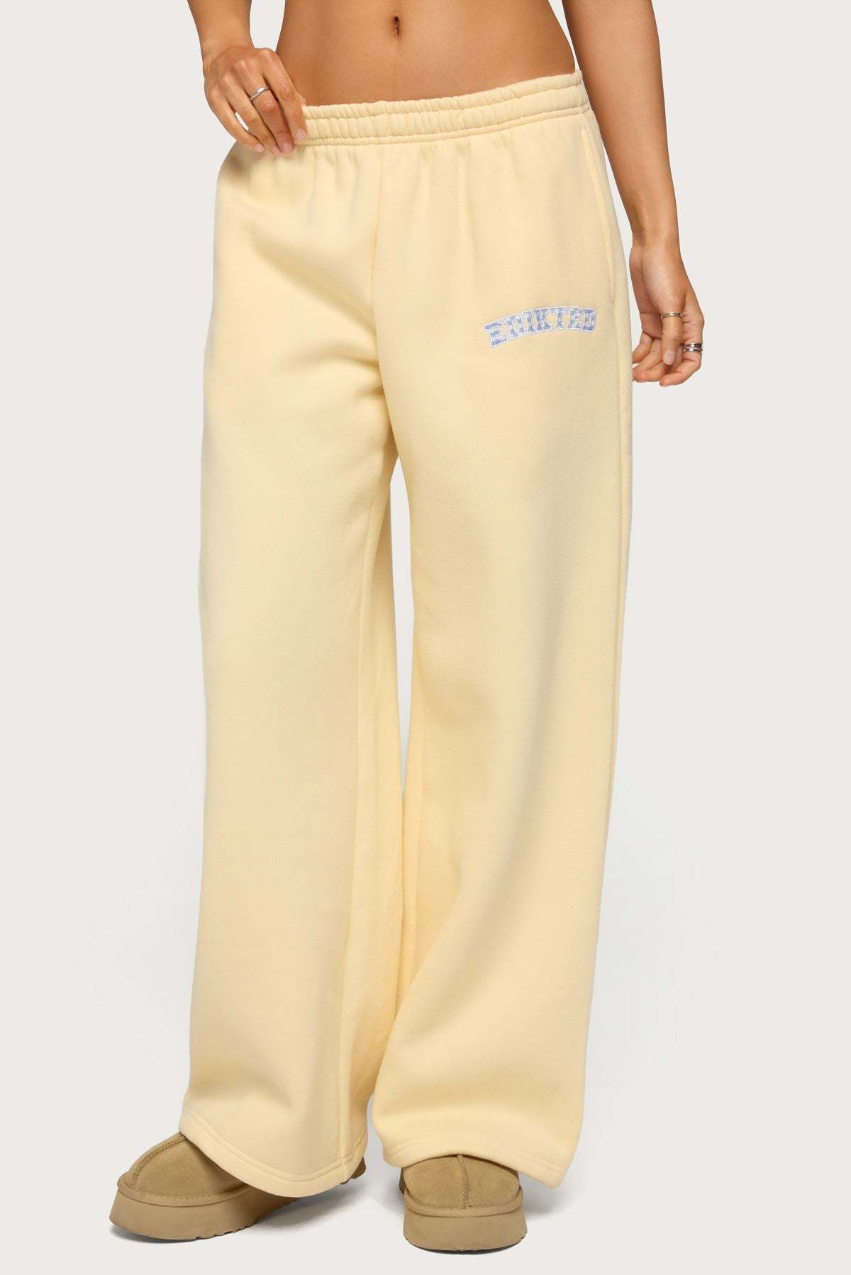 Edikted Lover Wide Leg Sweatpants - YELLOW