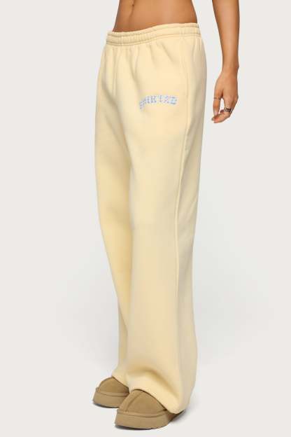 Edikted Lover Wide Leg Sweatpants - YELLOW