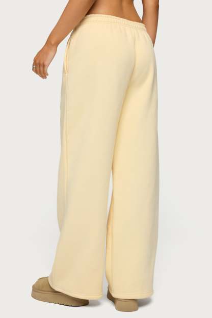 Edikted Lover Wide Leg Sweatpants - YELLOW
