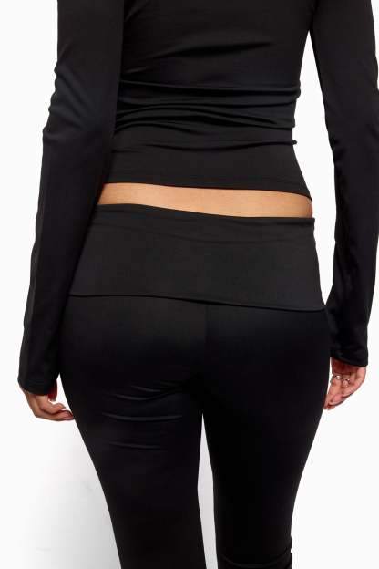 Ravena Foldover Capri Leggings - BLACK