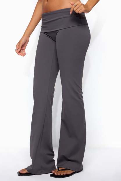 Oriane Foldover Flared Leggings - GRAY