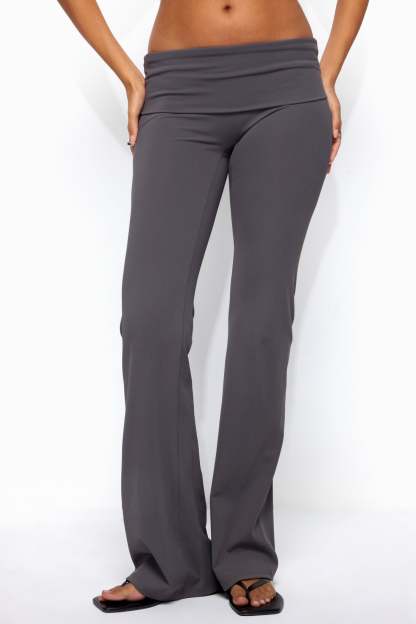 Oriane Foldover Flared Leggings - GRAY