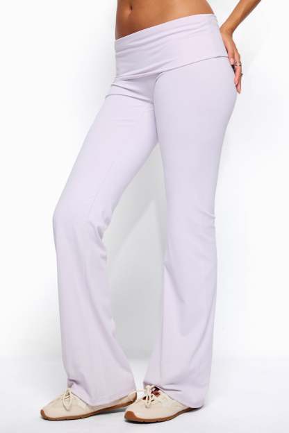 Oriane Foldover Flared Leggings - LILAC