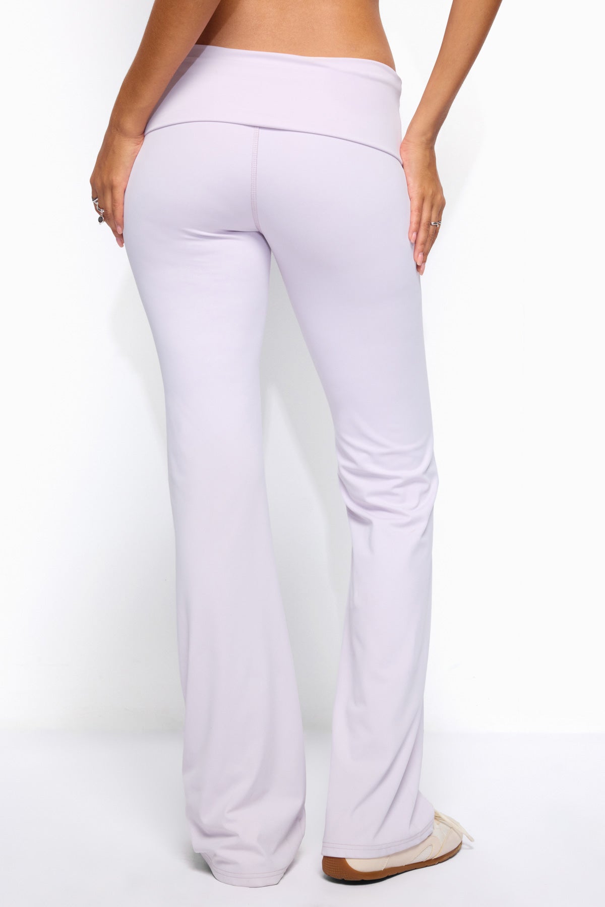 Oriane Foldover Flared Leggings - LILAC