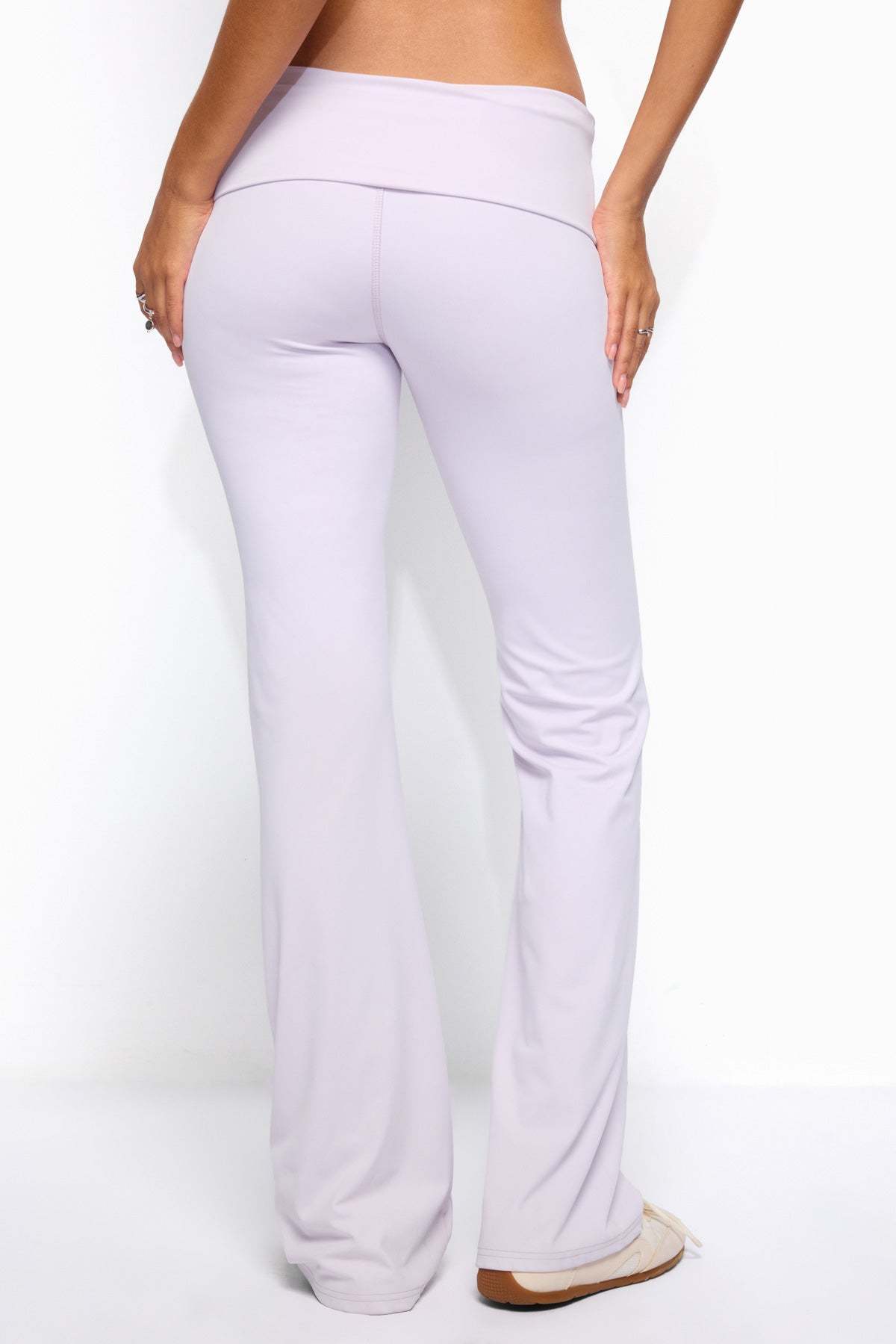 Oriane Foldover Flared Leggings - LILAC