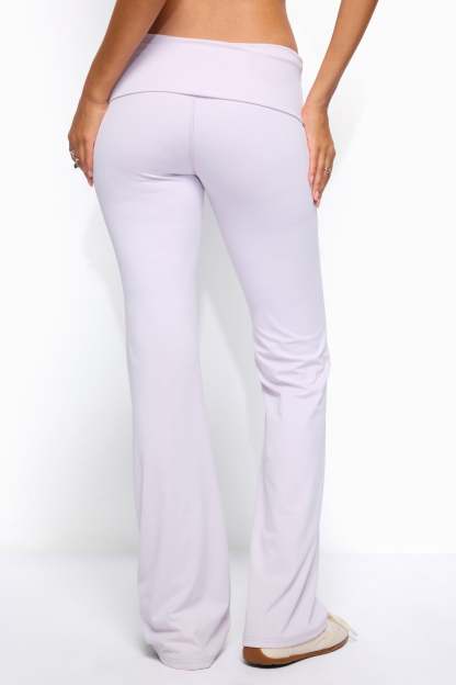 Oriane Foldover Flared Leggings - LILAC