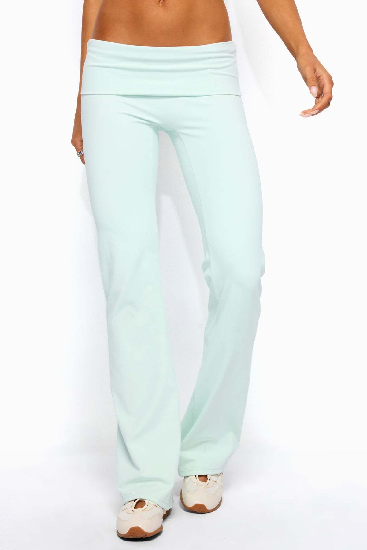 Oriane Foldover Flared Leggings - MINT
