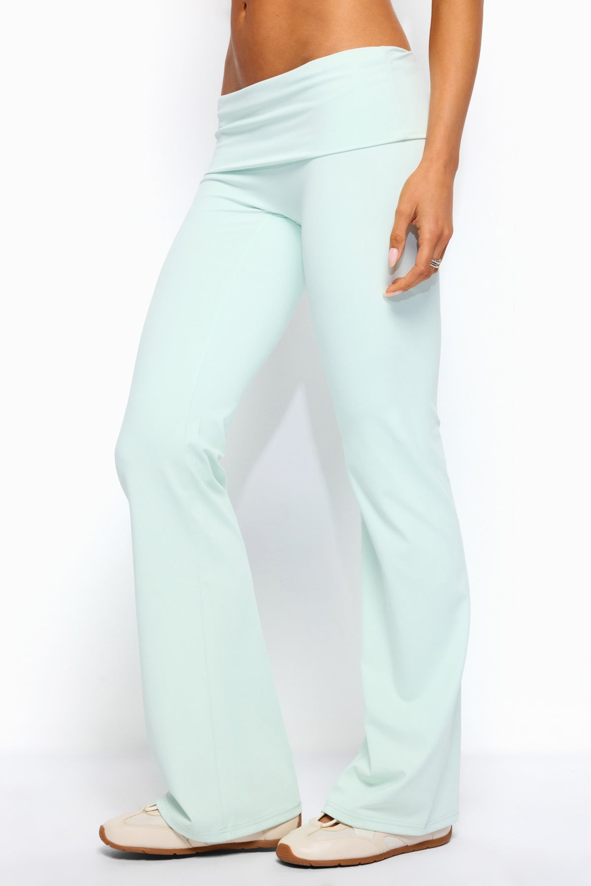Oriane Foldover Flared Leggings - MINT