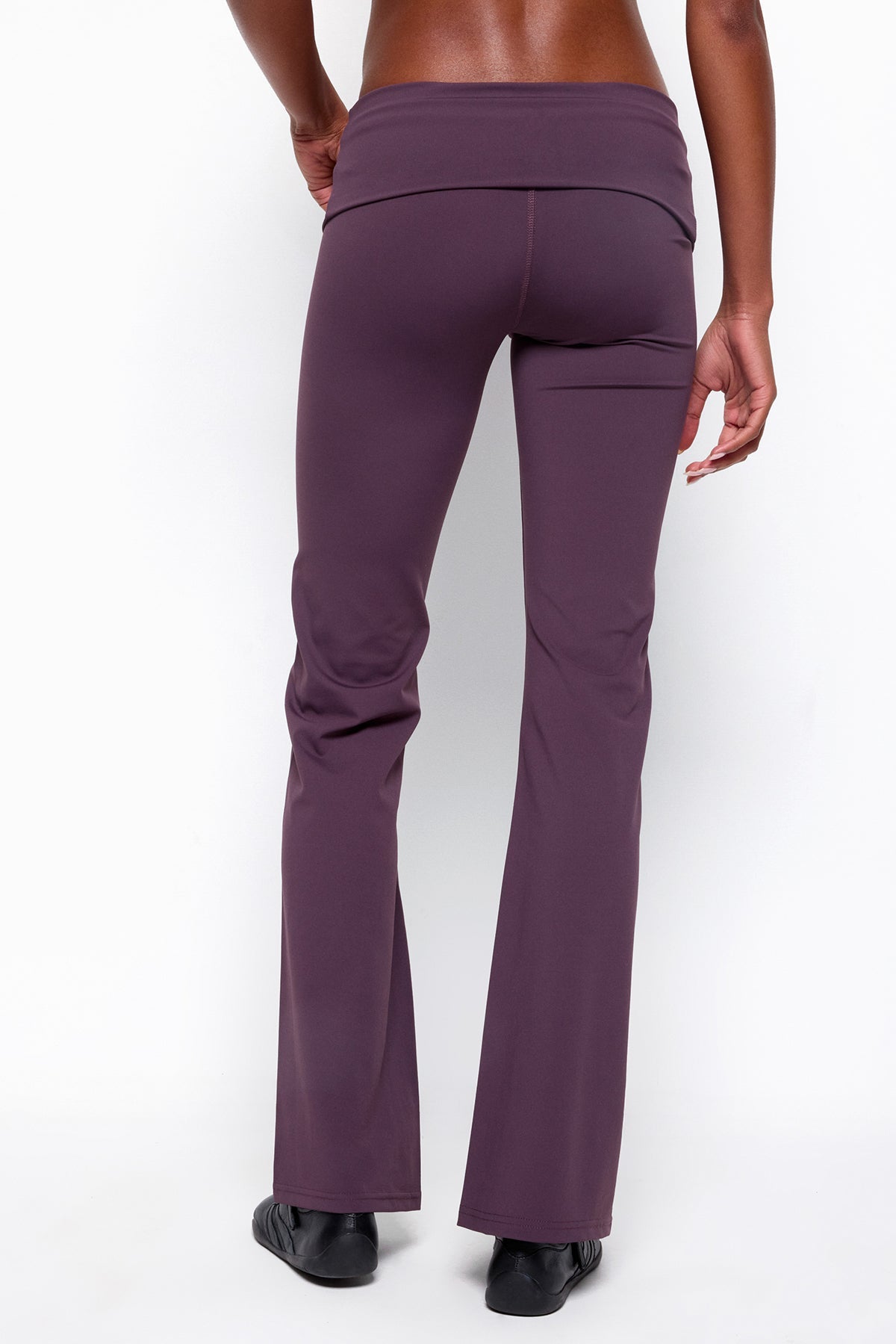 Oriane Foldover Flared Leggings - PLUM