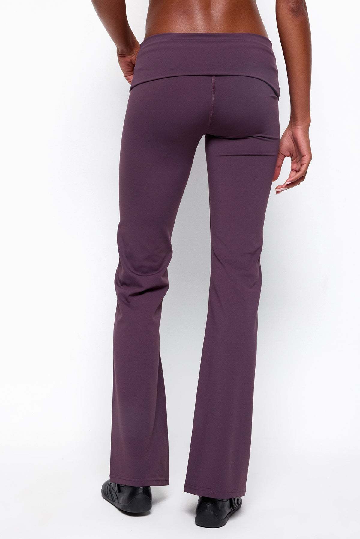 Oriane Foldover Flared Leggings - PLUM