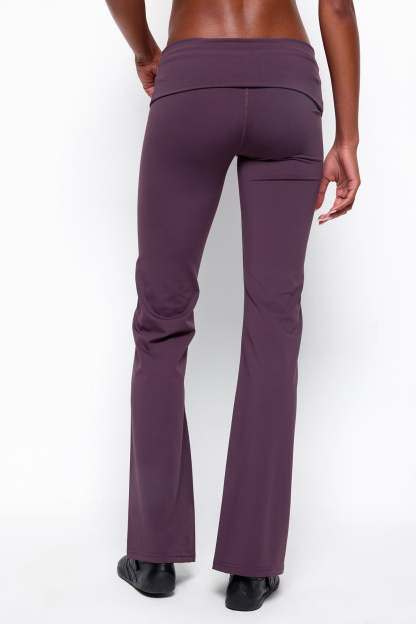 Oriane Foldover Flared Leggings - PLUM