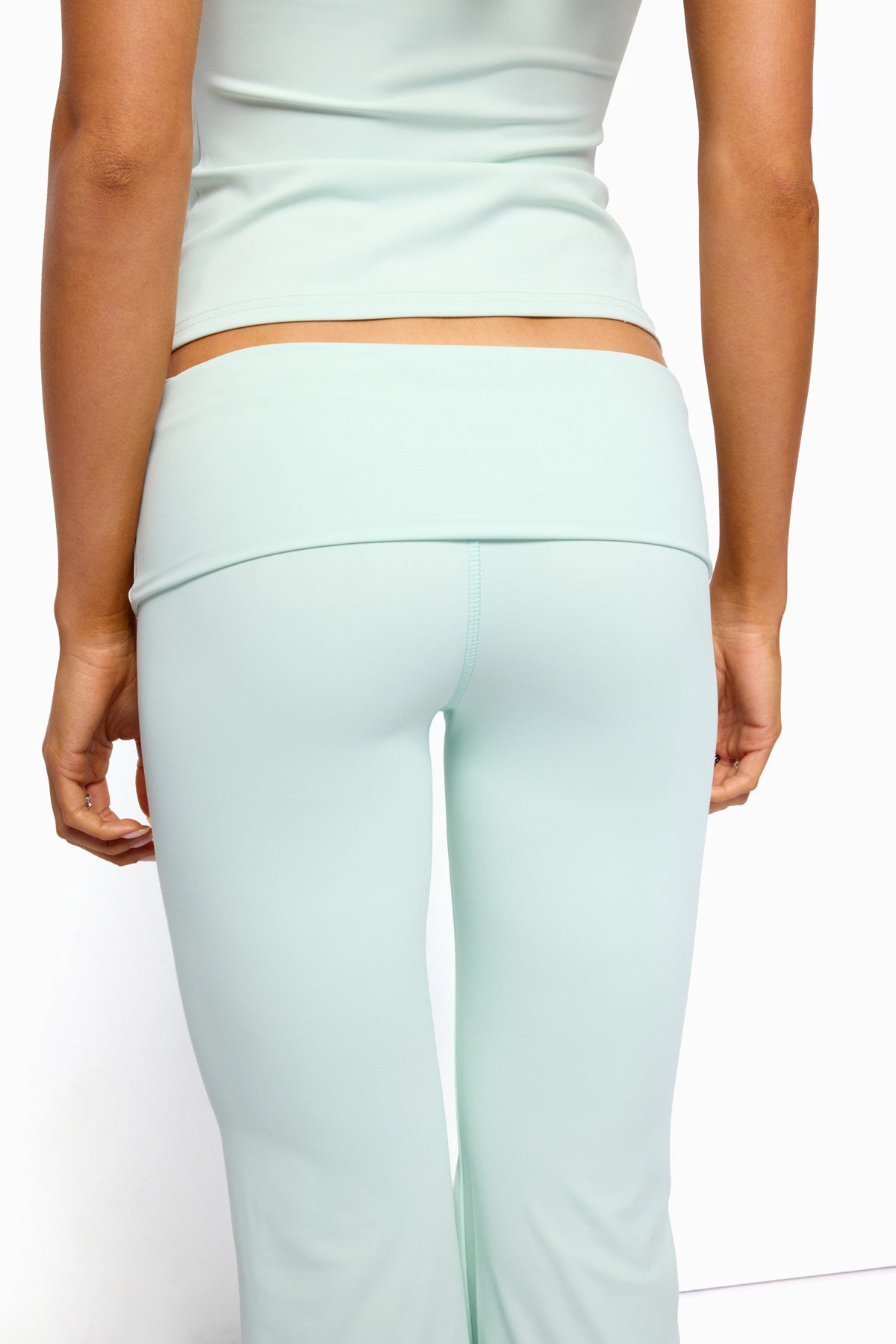 Oriane Foldover Flared Leggings - MINT