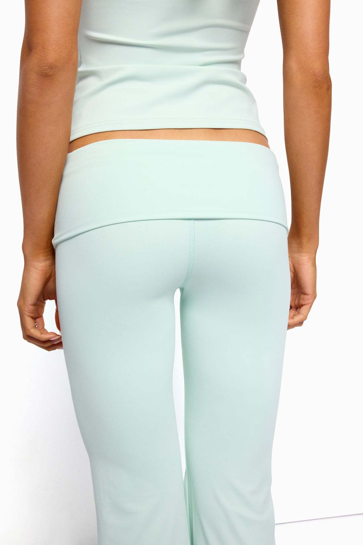 Oriane Foldover Flared Leggings - MINT