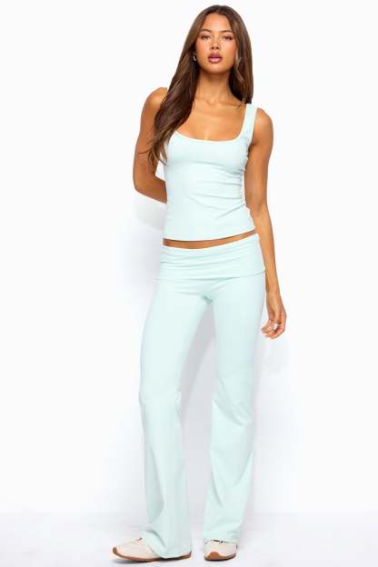Oriane Foldover Flared Leggings - MINT