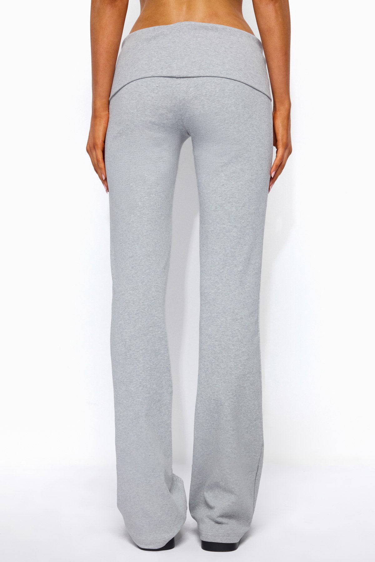 Ivanne Foldover Flared Pants - DARK-GRAY-MELANGE