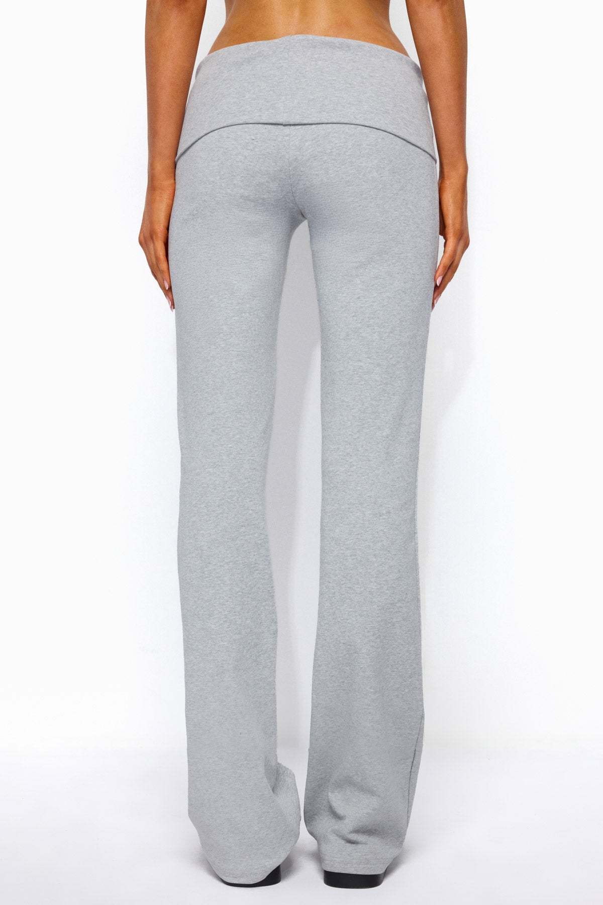 Ivanne Foldover Flared Pants - DARK-GRAY-MELANGE