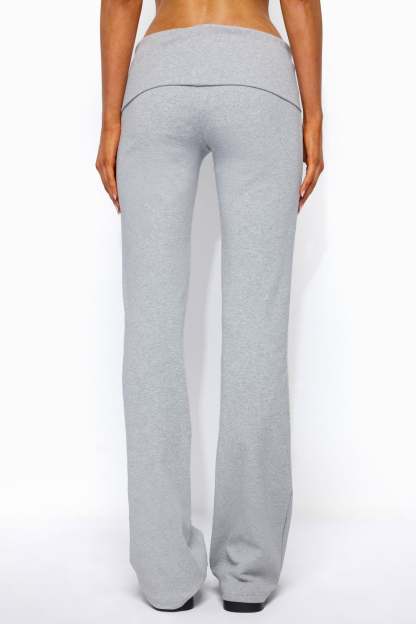 Ivanne Foldover Flared Pants - DARK-GRAY-MELANGE