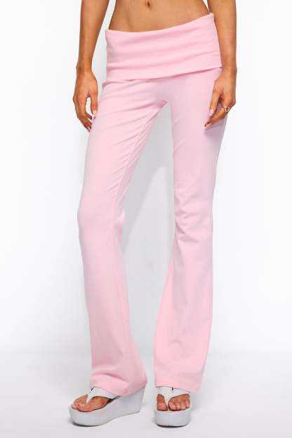Ivanne Foldover Flared Pants - PINK