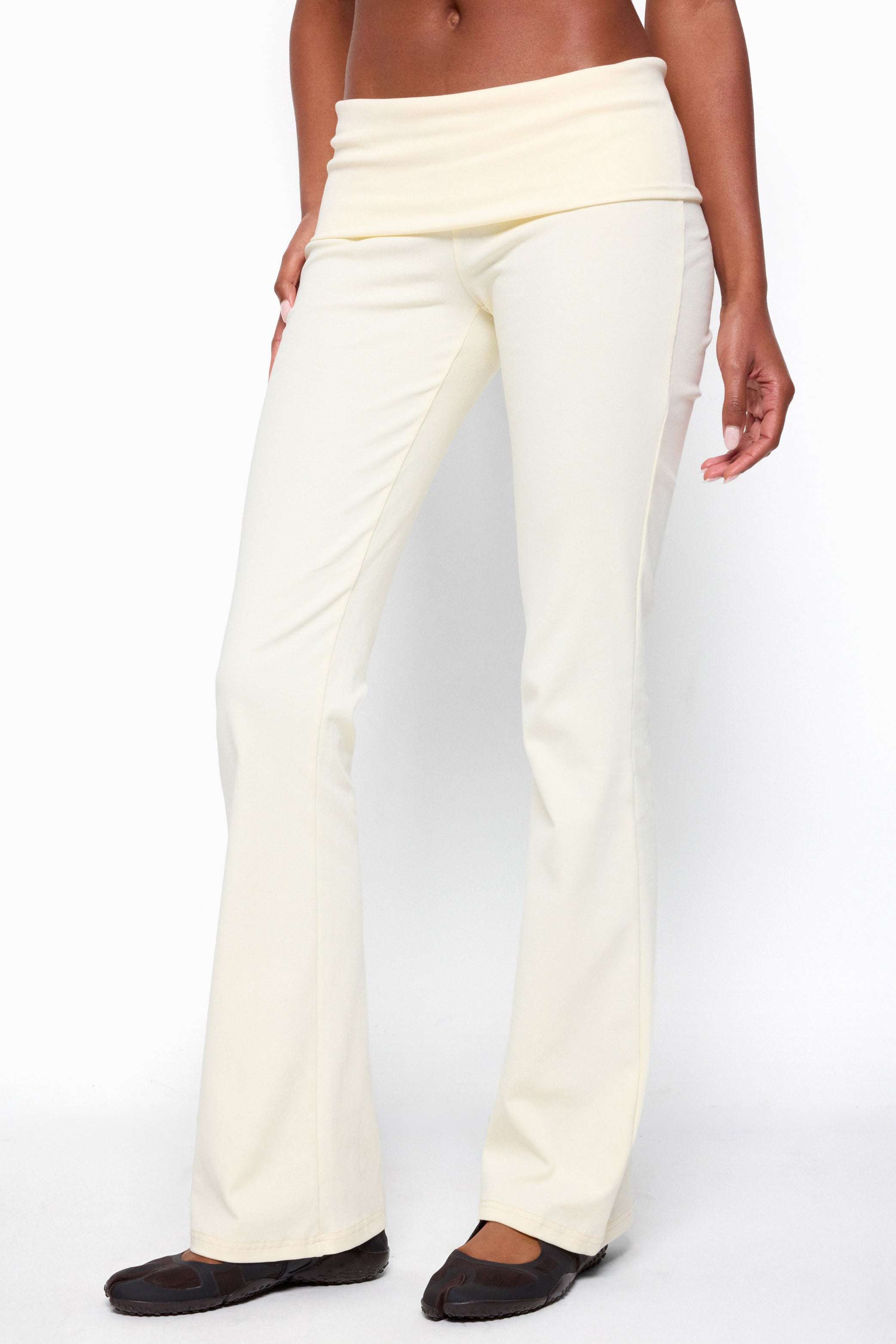 Ivanne Foldover Flared Pants - YELLOW