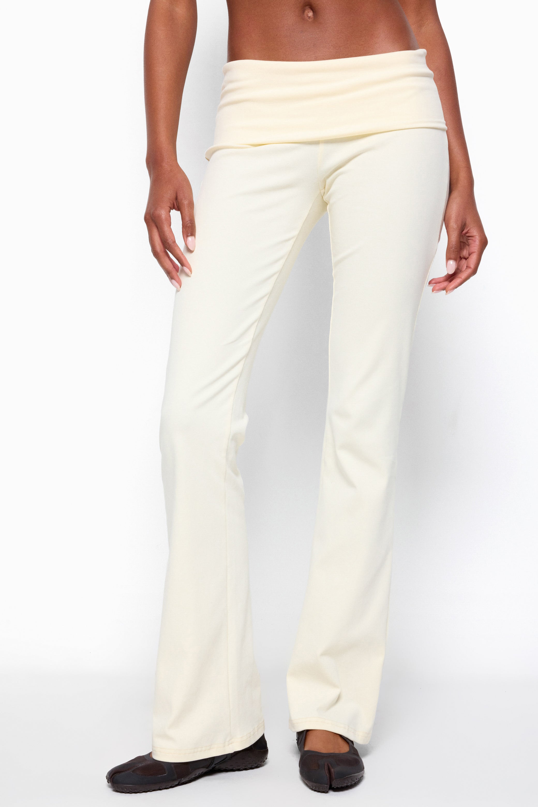 Ivanne Foldover Flared Pants - YELLOW