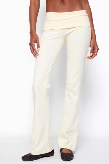 Ivanne Foldover Flared Pants - YELLOW