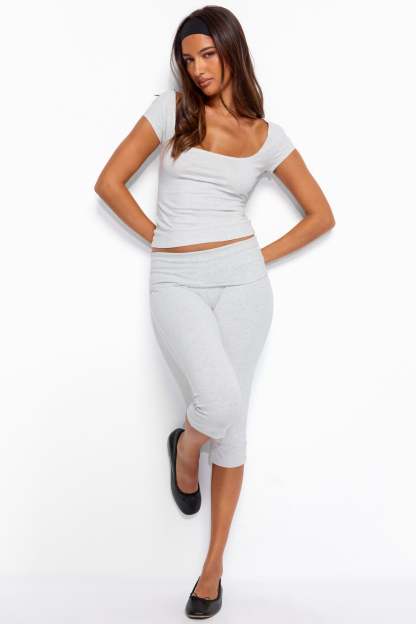 Rocio Foldover Capri Pants - LIGHT-GRAY-MELANGE