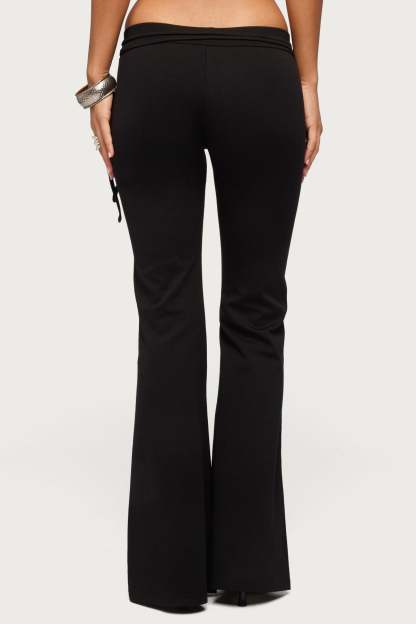 Junipar Waist Tie Flared Pants - BLACK