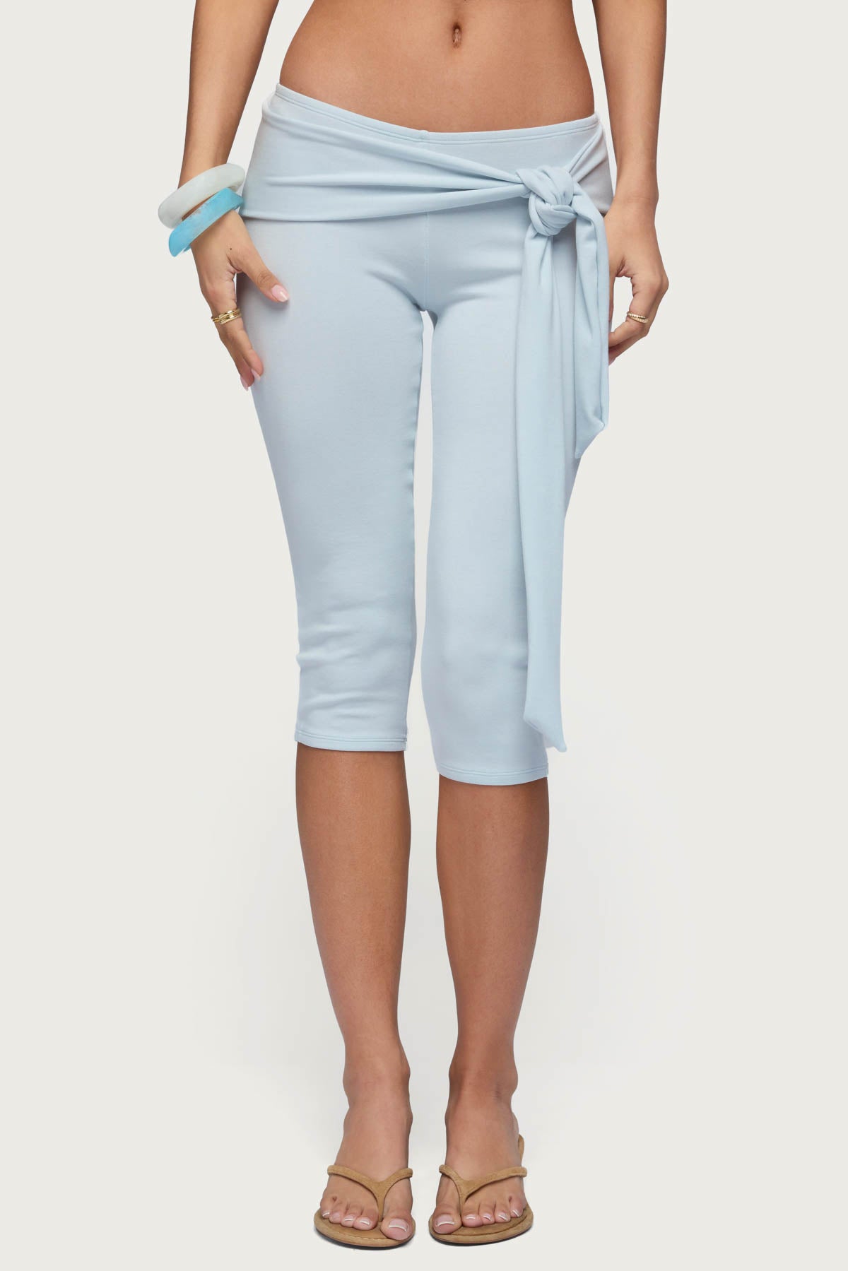 Adara Tie Capri Pants - LIGHT-BLUE