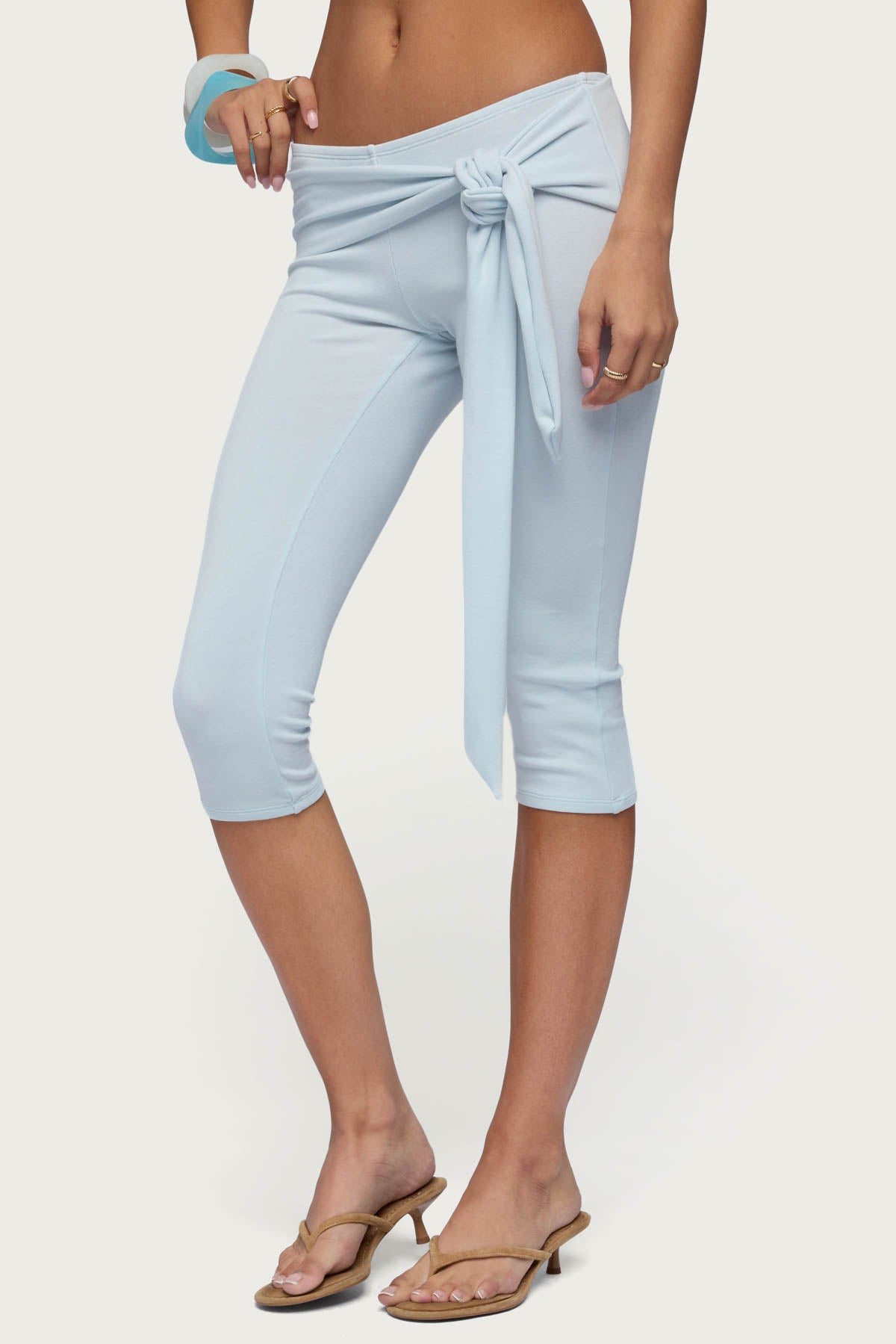 Adara Tie Capri Pants - LIGHT-BLUE