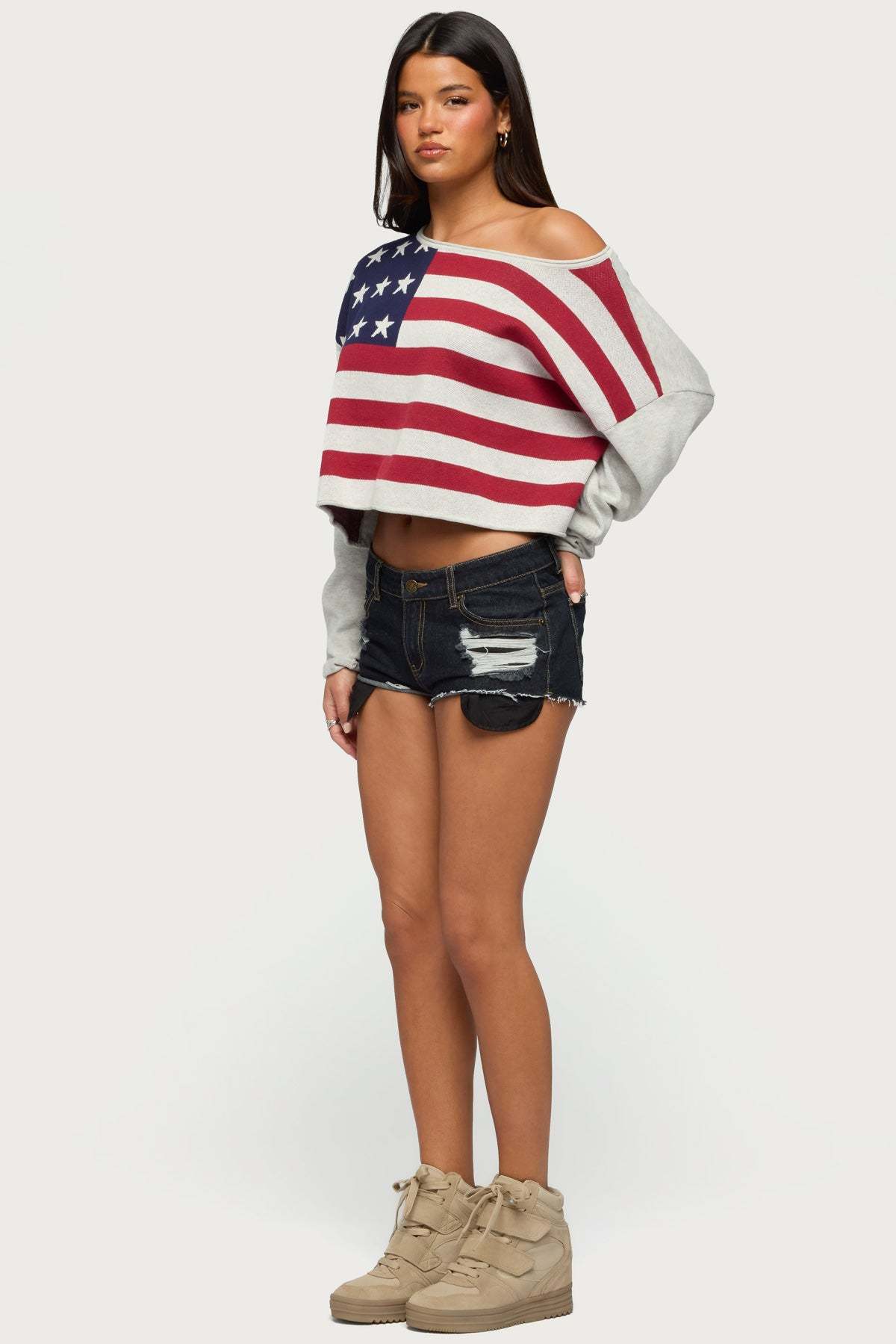 USA Off Shoulder Sweater - IVORY