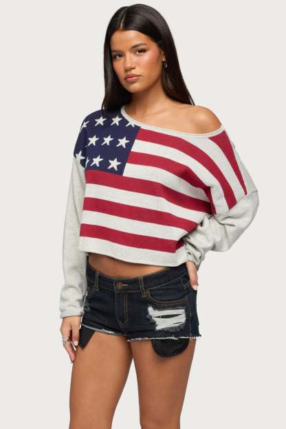 USA Off Shoulder Sweater - IVORY