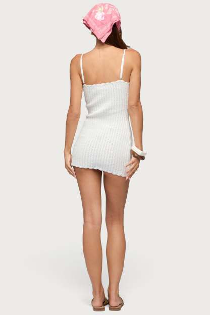 Margaery Crochet Mini Dress - WHITE