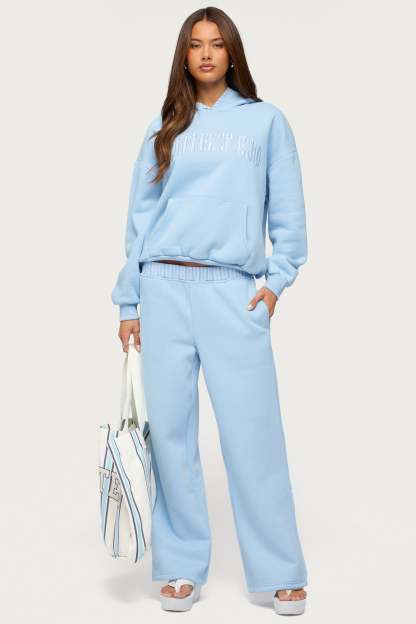 Edikted Core Stripey Wide Leg Sweatpants - BLUE