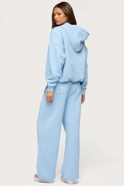 Edikted Core Stripey Wide Leg Sweatpants - BLUE
