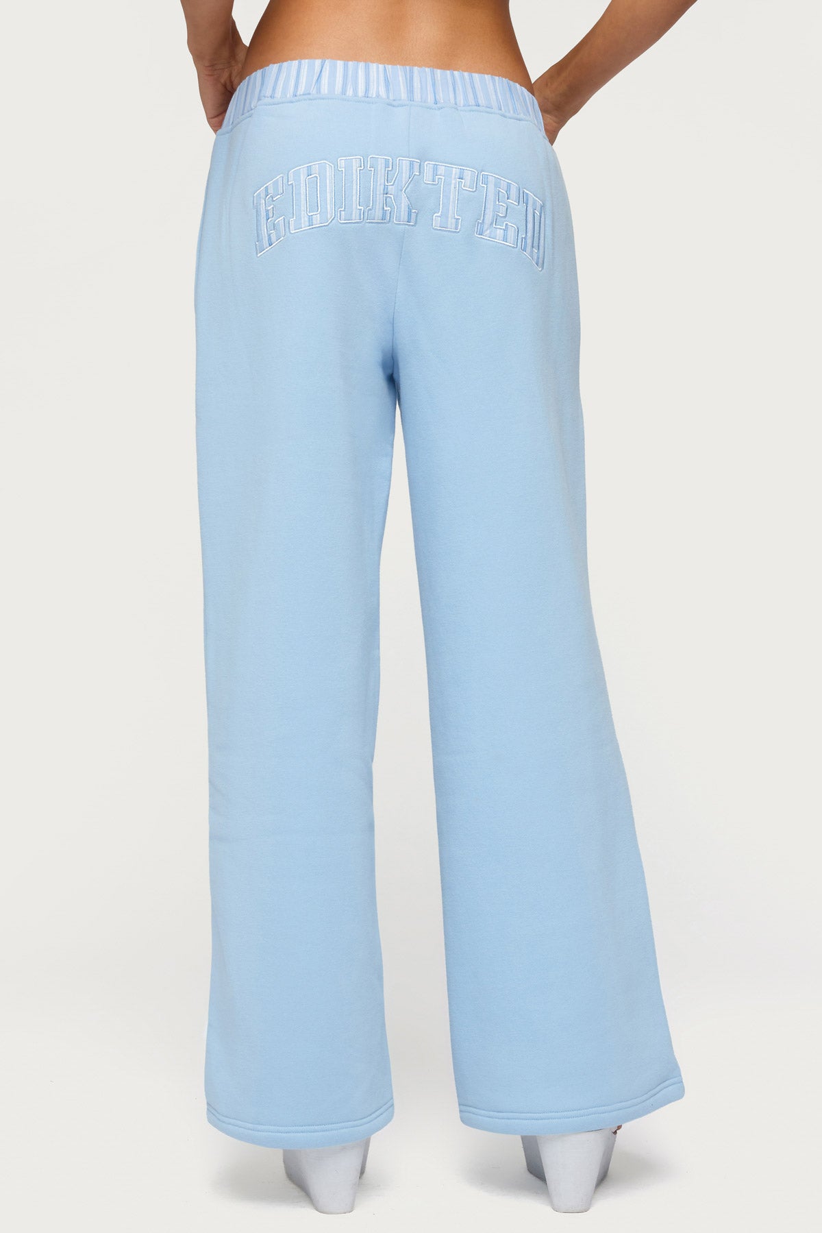Edikted Core Stripey Wide Leg Sweatpants - BLUE