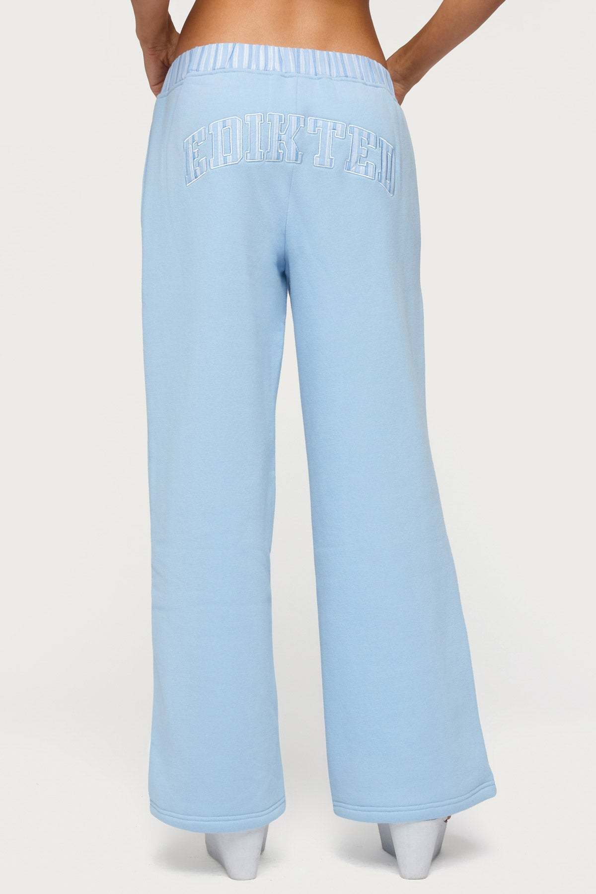 Edikted Core Stripey Wide Leg Sweatpants - BLUE