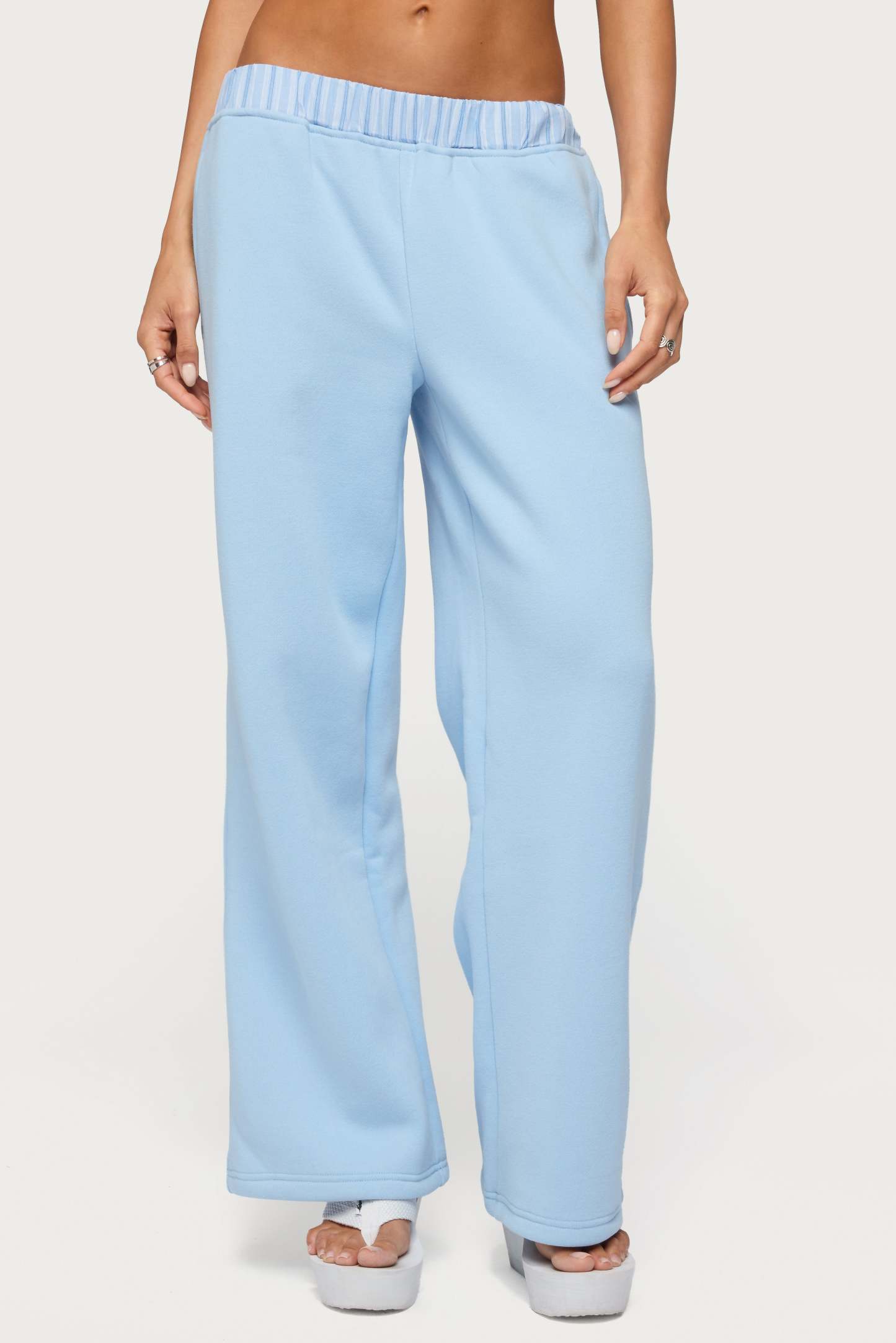 Edikted Core Stripey Wide Leg Sweatpants - BLUE